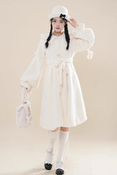 Light Beige Single Breasted Long Sleeves Bowknot Sweet Lolita Coat
